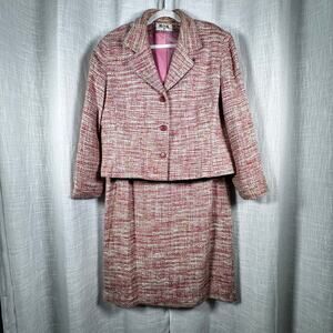 Vintage Bill Blass Pink Tweed Suit Size 18 Timeless Elle Woods Tailored Barbie